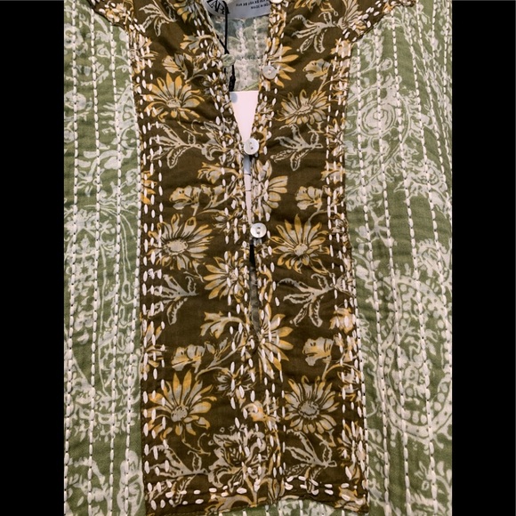 Zara Tribal Quilted Tunic Kaftan Dress with Slits - Picture 7 of 16